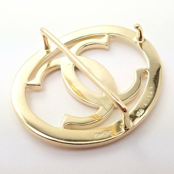 Rare! Cartier 18k Yellow Gold Signature Classic Large Double C Belt Buckle - Picture 3 of 10